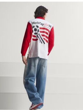 New Men’s XL World Cup USA 94 Long-Sleeve Polo Shirt - Navy & Red